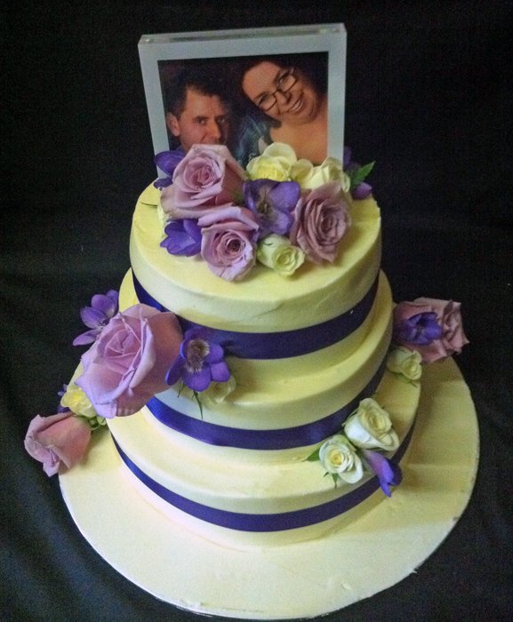 Wedding Cake Three Tier with Lilac Flowers