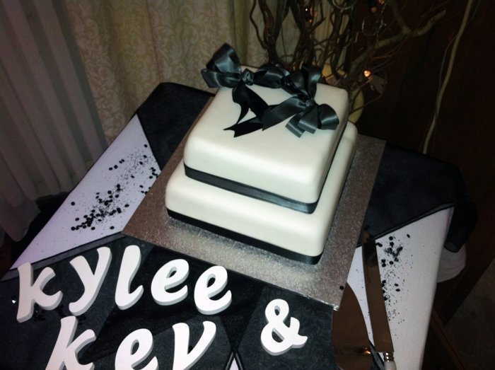 Wedding Cake Two Tier Black Ribbon